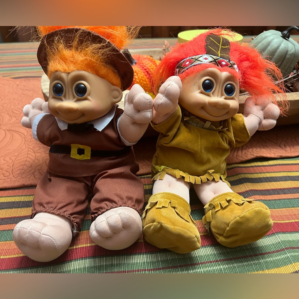 New, been stored, Set of Thanksgiving Trolls. $20
